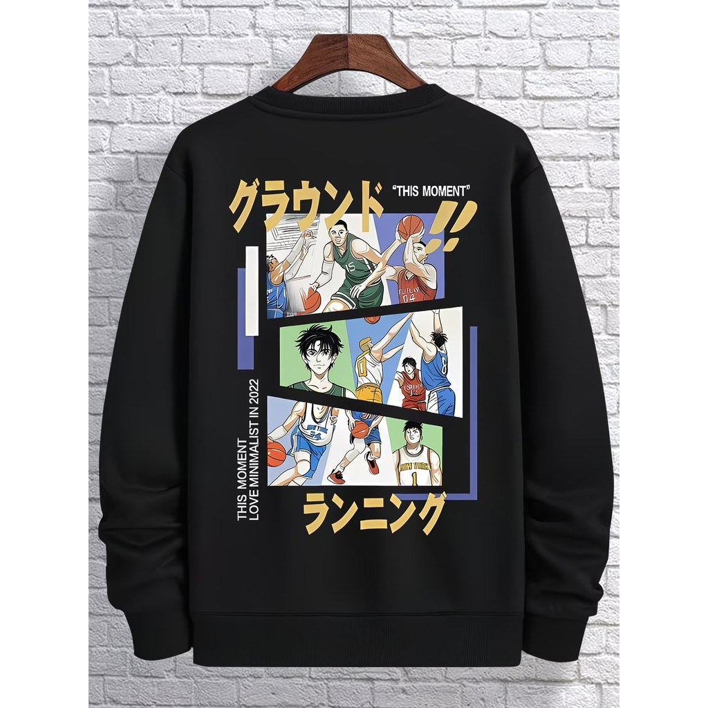 Moletom Basquete Unissex Flanelado Gola Careca Algodão Confortável Anime Inverno Feminino Masculino