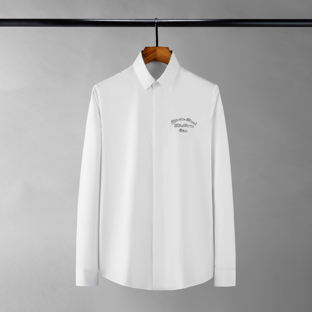 Outono Estilo Toalha de Peito Bordado Camisa Casual Masculina Bonito na Moda Moda Masculina Magro-ajuste Camisa Bra