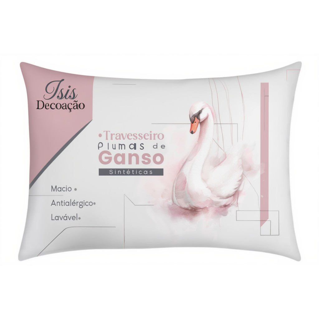 Kit 02 Travesseiros de plumas de ganso sintético 50x70 Macio  Promoção Isis Decoração