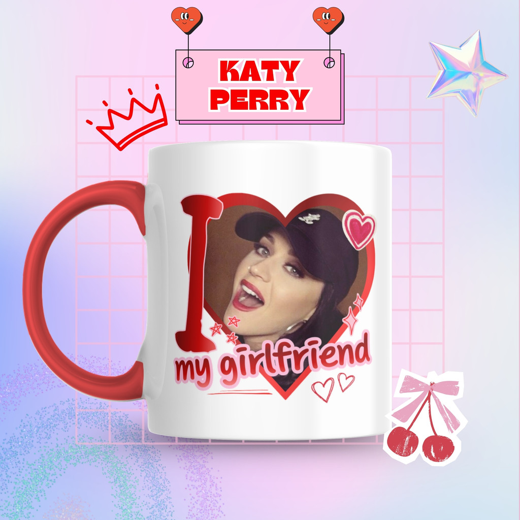 Caneca Xicara Porcelana 325ml Katy Perry KatyCats Namorada Fã Personalizada Presente Decoração Casa