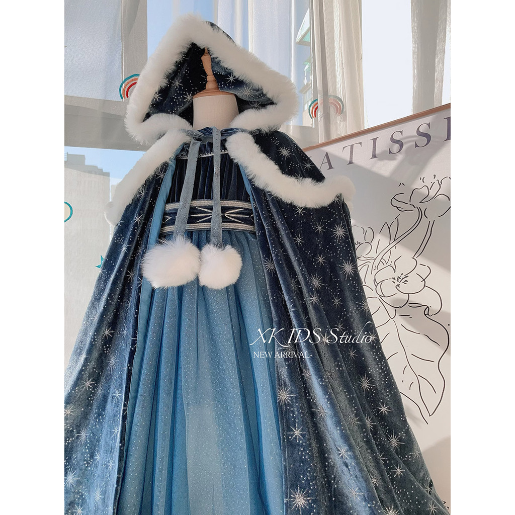Natal menina Elsa congelado vestido de princesa menina aniversário vestido brilhante vestido de gaze outono inverno