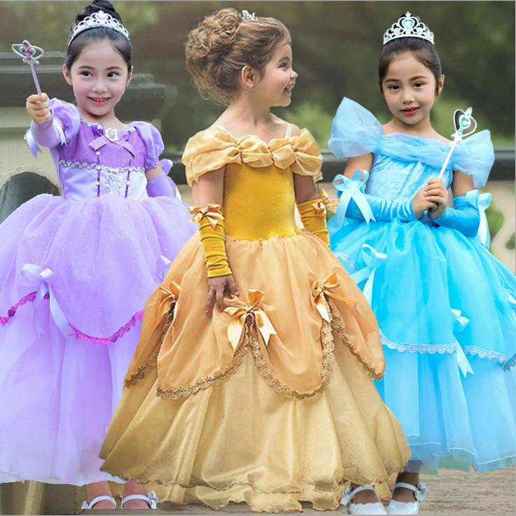 Comércio exterior Belle princesa vestido Rapunzel Sophia Elsa cinderela meninas Pettiskirt traje de desempenho de natal