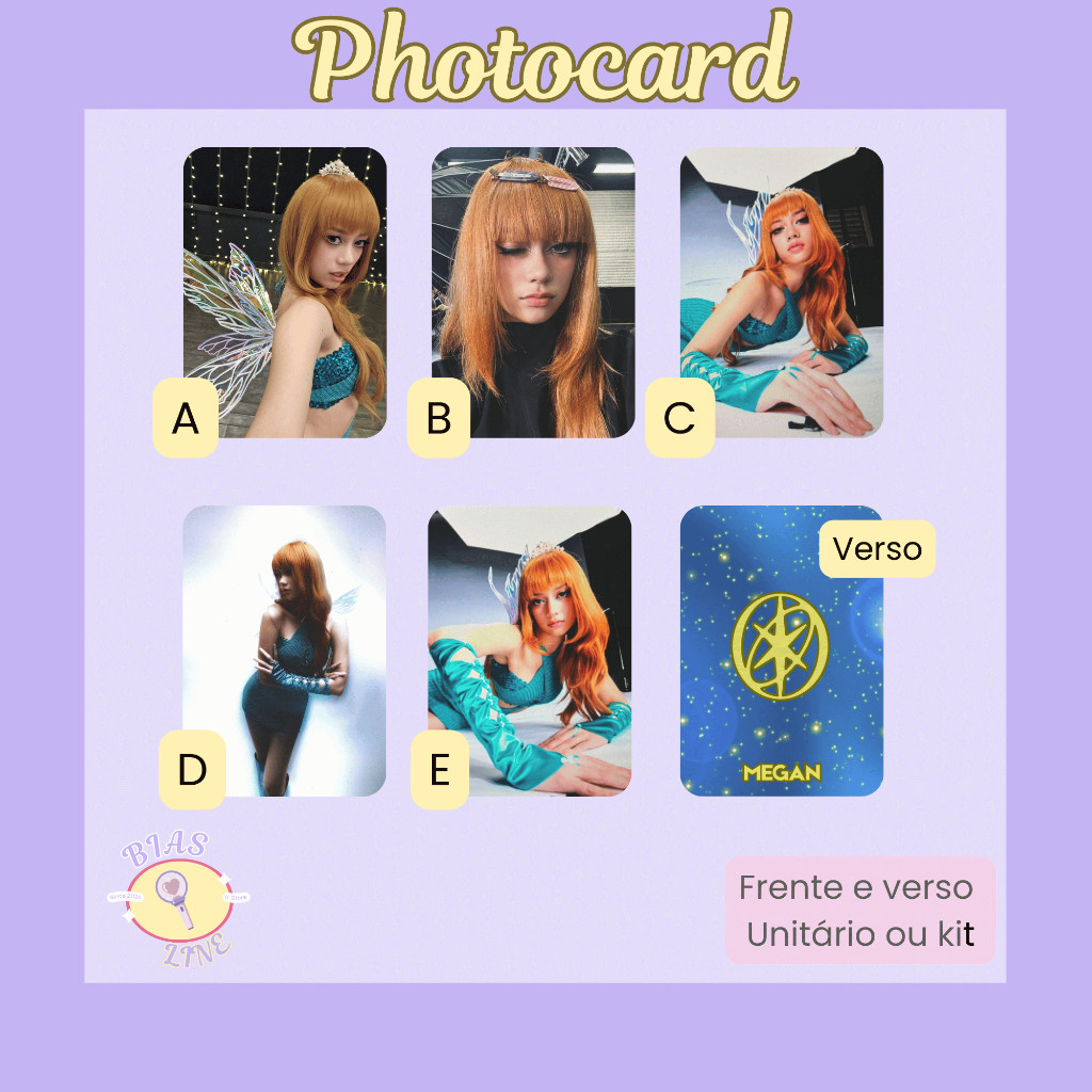 Photocard Fanmade Megan Katseye Winx| K-pop | Papel Fotográfico Laminado | Unidade ou Set