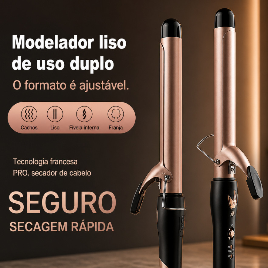 Babyliss Bivolt Modelador de Cachos 2 em 1 Profissional Cerâmica Cachos Perfeitos Anti Frizz Prancha