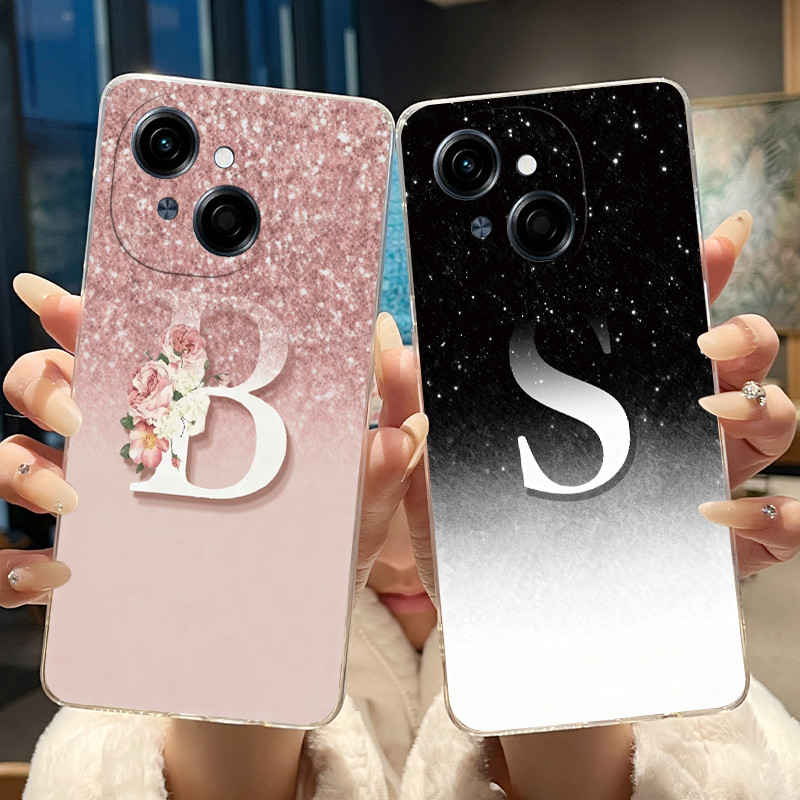 Capa Para Tecno Spark Go 1 1S 2025 Pop9 4G KL4 KL4h Embalagem De Silicone Claro Macio Luxo Elegante Letras Caso Do Telef