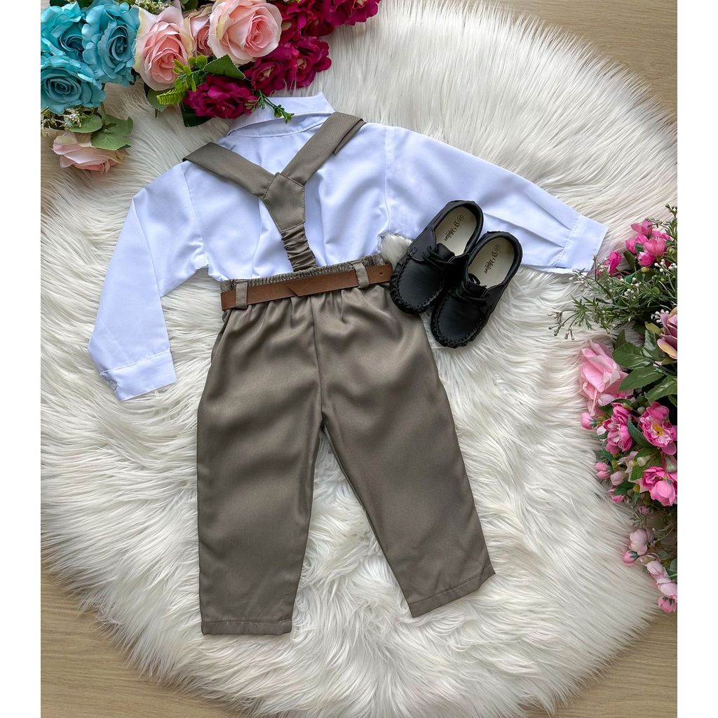Conjunto Meninos Miss Cherry Leo Suspensorio Verde Militar - Estilo Delicado para o Dia a Dia | Bebeloo Kids