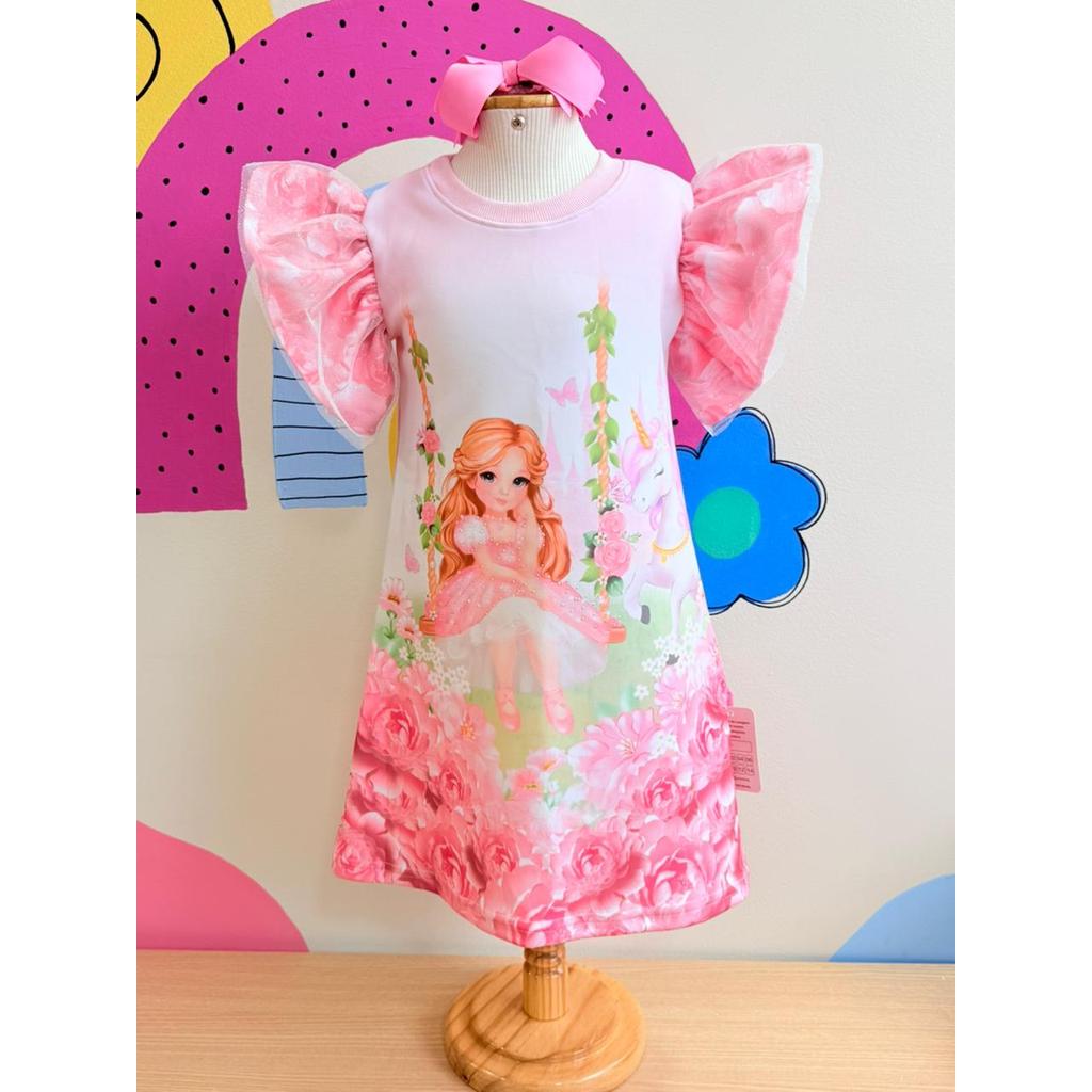 Vestido Encanto  Trapézio Unicórnio infantil menina roupa criança