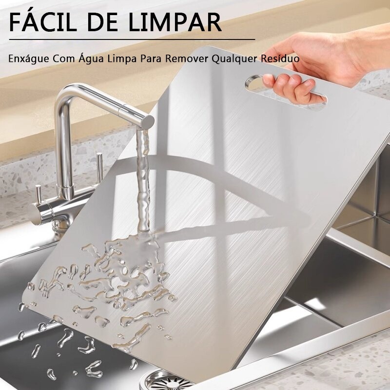 Tábua De Corte Aço Inoxidável Antibacteriana À Prova De Mofo 30/20 Cm Dupla Face Tábua