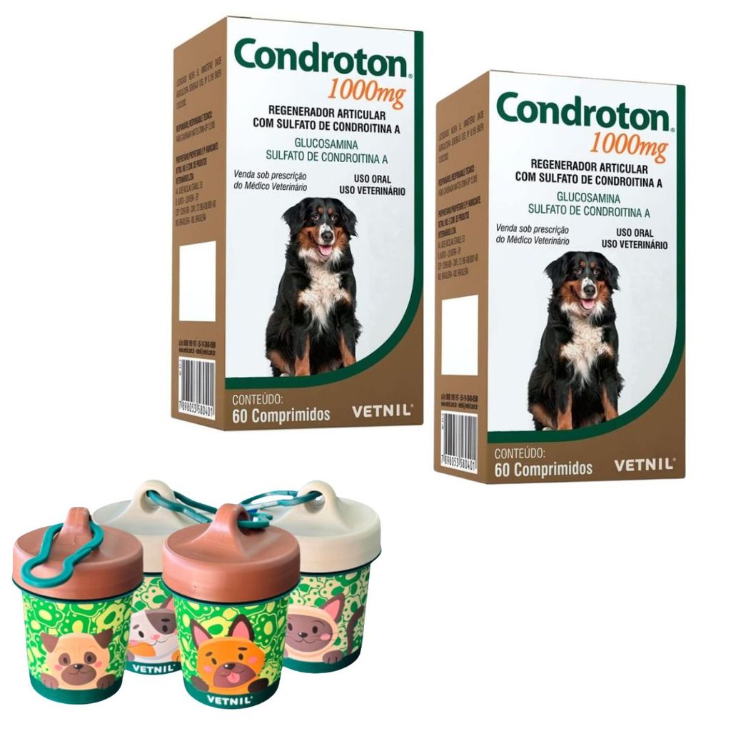 02 Condroton 1000mg 60 Comprimidos Regenerador C/Brinde
