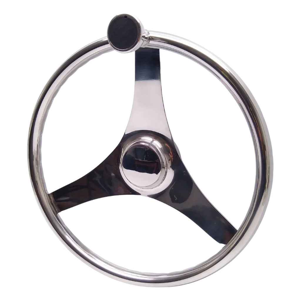 Volante Inox Náutico Com Knob Para Barcos Lancha Universal