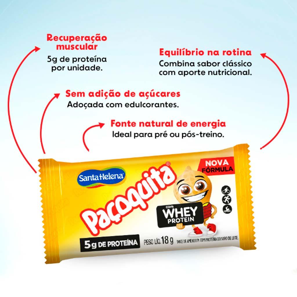 Paçoca Quadrada Paçoquita com Whey Protein c/8 - Santa Helena — imagem 2 de 2