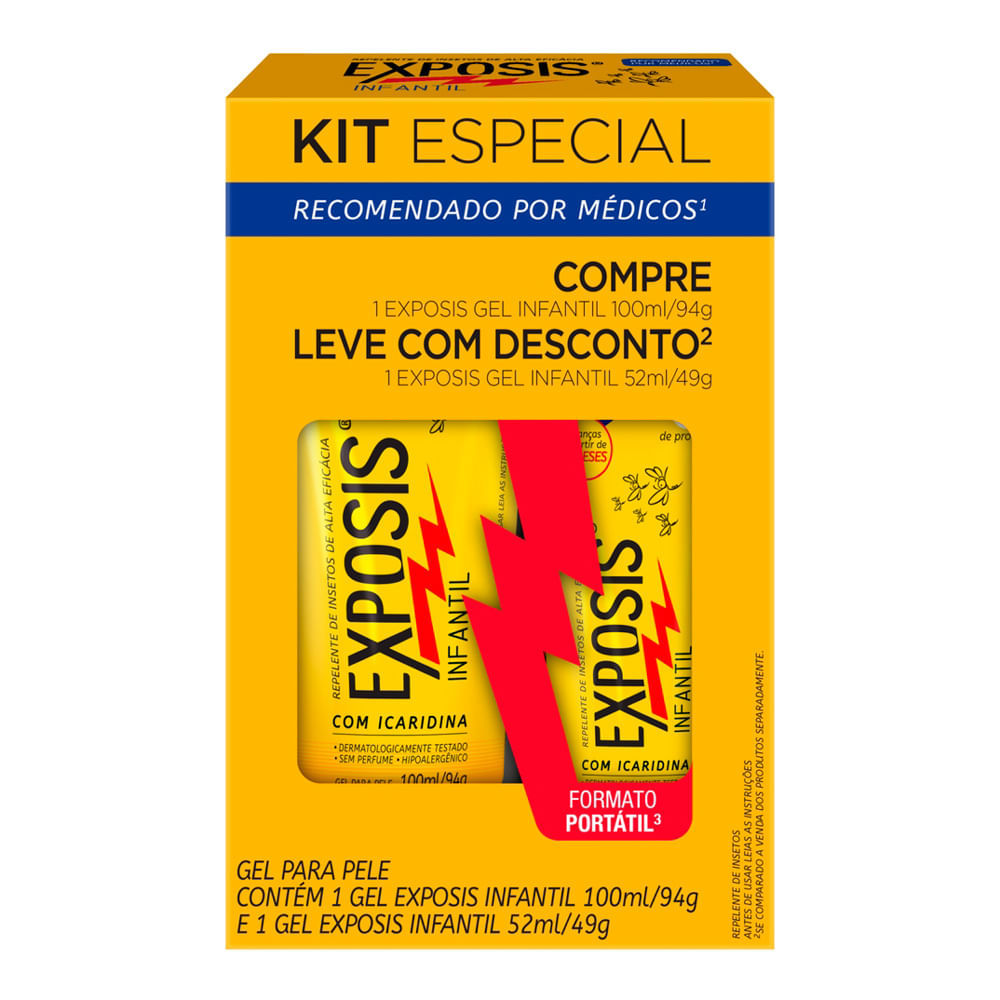 Repelente Exposis Infantil Gel com Icaridina 100ml e Leve com Desconto Repelente Exposis Infantil Gel 52ml