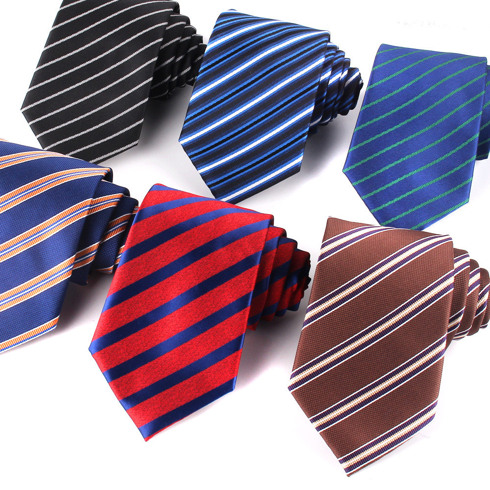 Gravata masculina de negócios, moda tingida com fio, 1200 agulhas, listras de poliéster, Regular, 8 cm, trabalho de cons