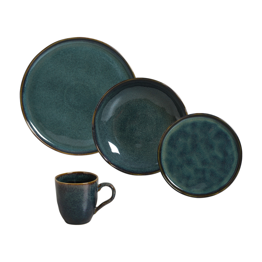 Aparelho de Jantar Bio Oceano p/ 4 Pessoas. Porto Brasil 16pçs Cerâmica Stoneware