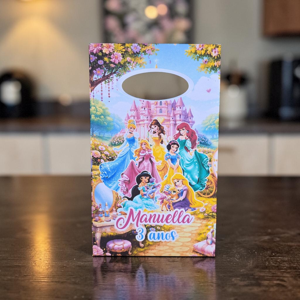 Sacolinha Surpresa Personalizada PRINCESAS - Lembrancinha para festa - PEGUE E MONTE