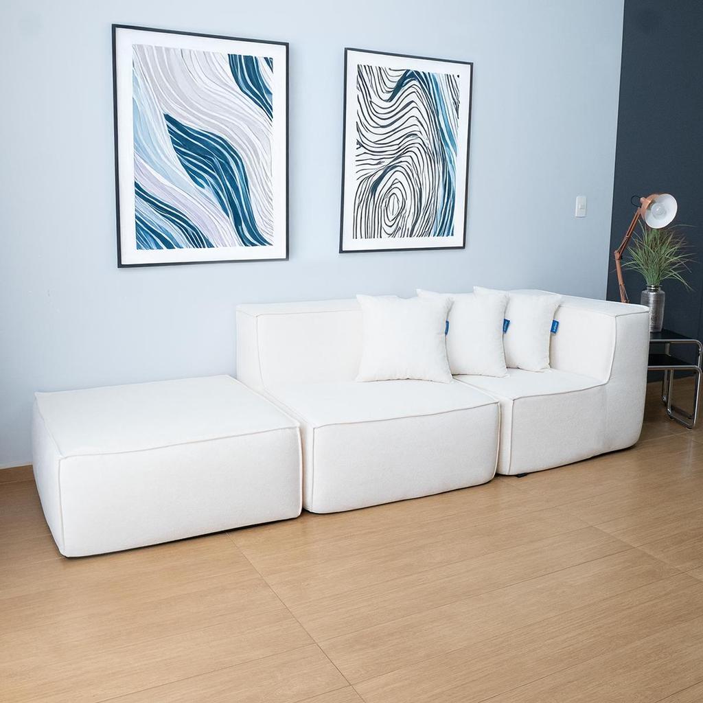 Imagem Sofá Modular Flow em Boucle 2 Lugares com 1 Braço e Chaise para Sala Moderna Premium