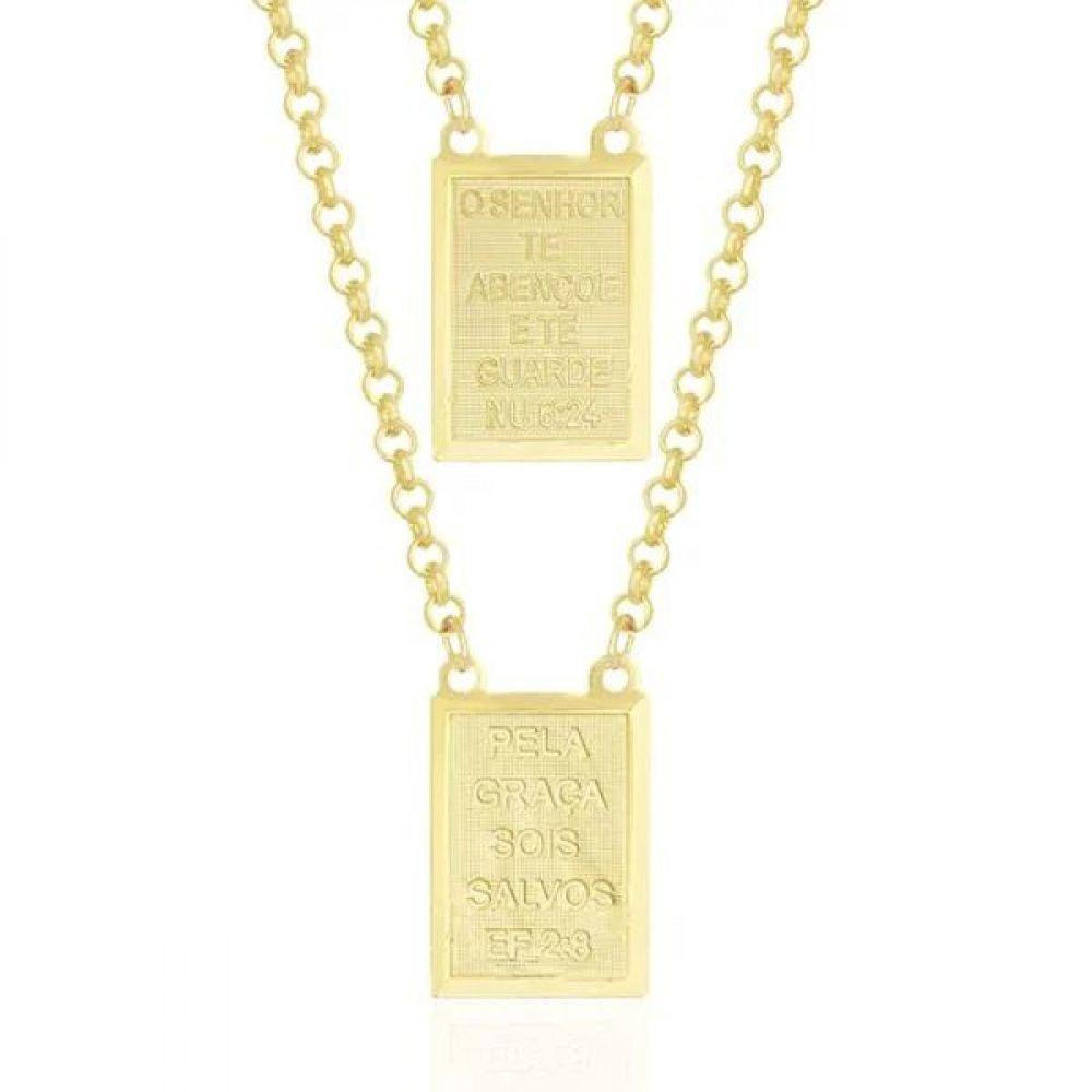 Escapulário Cartier Pela Graça e O Senhor te Abençoe — LABRILHO Joias — Banhado Ouro 18K Antialérgico