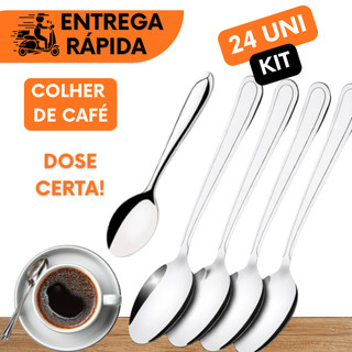 KIT ESPECIAL 24 UNIDADES DE COLHERES DE CAFÉ AÇO INOX KIT COLHER DE CAFÉ USO DIÁRIO RESTAURANTE