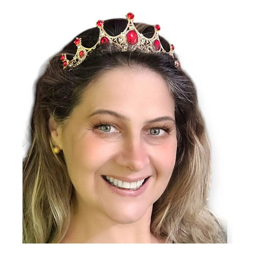 Tiara Coroa Debutante Noiva Miss Dourado Porta Coque Festa