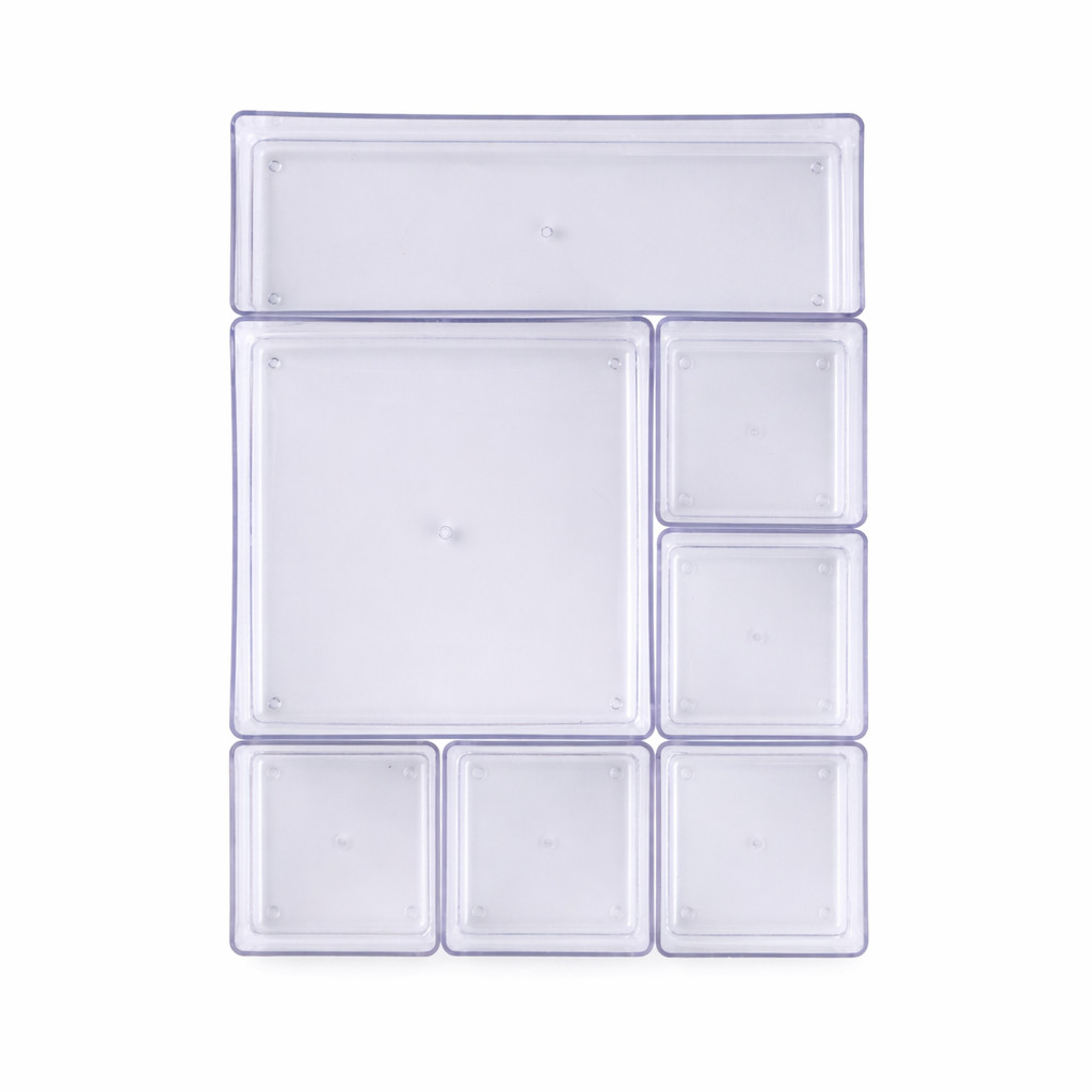 Kit 07 Unidades Organizador Acrílico Cristal Maquiagem Gaveta