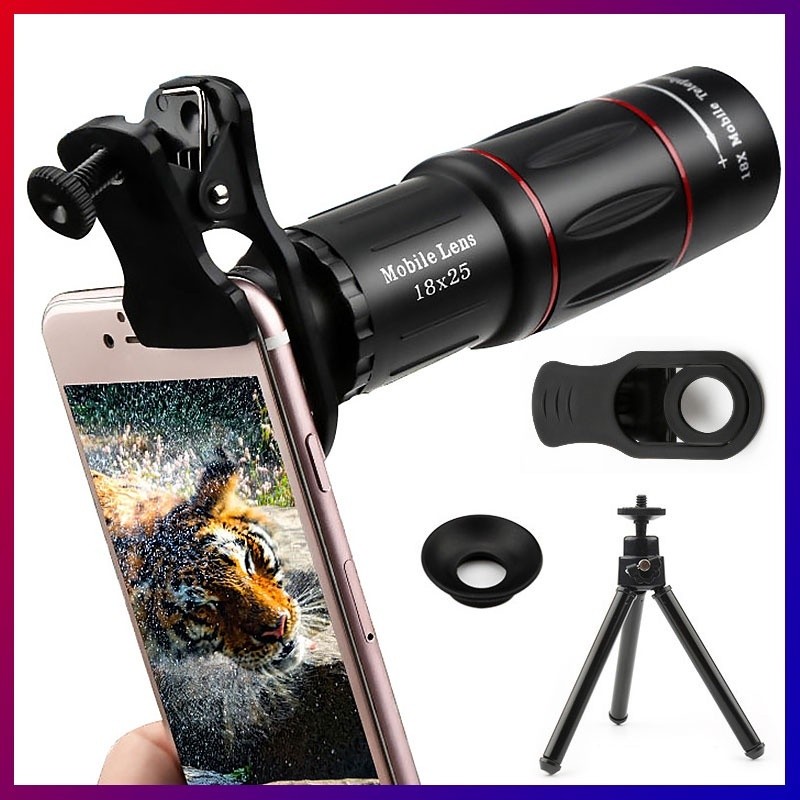 18X25 Lente Telescópio Com Clip Telescópio Universal Para Smartphone Hd Com Tripé