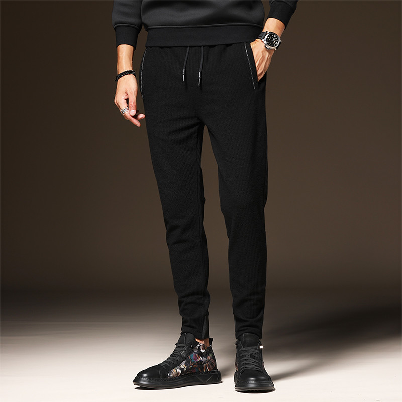Calças bonitas masculinas High-End preto calças casuais calças esportivas masculinas magro-ajuste calças magras outono i