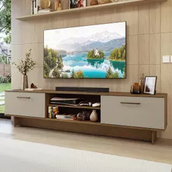 Rack para TV até 80 Polegadas 218 cm 2 Portas Rustic/Crema Agata Madesa