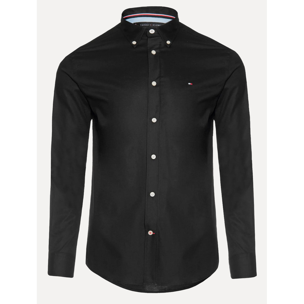 Camisa Tommy Hilfiger Original Masculina Regular Fit Classic Collar Preta — imagem 2 de 2