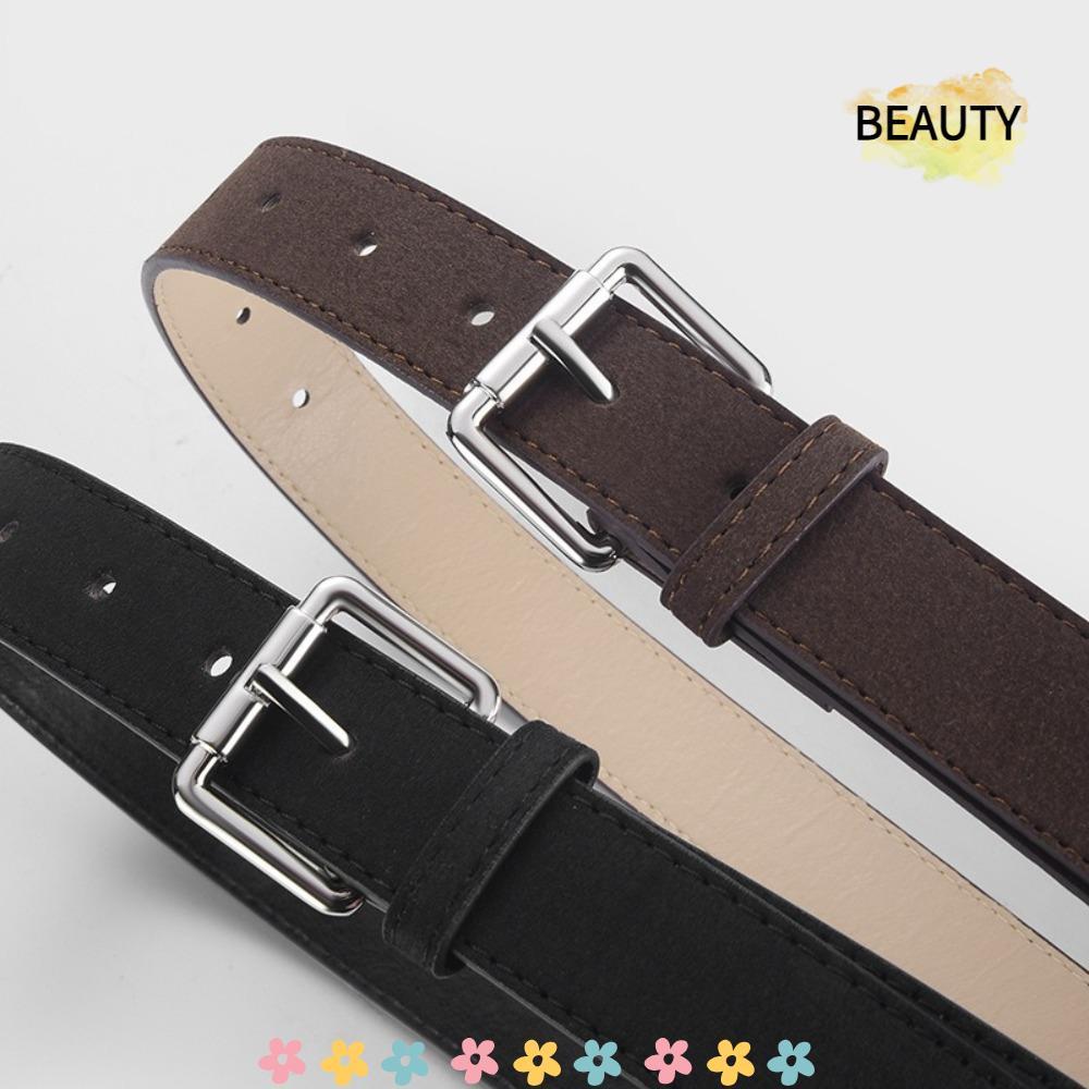 BEAUTYHOMEBR Cinto De Couro De Camurça , Cintura Casual Versátil Com Fivela De Pino , Retrô Feminino