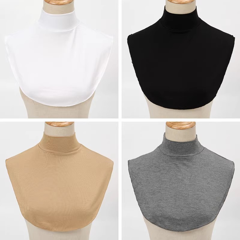 Estilo fino Modal meia gola alta colar falso masculino feminino preto colar falso ar condicionado cachecol quente pulôve