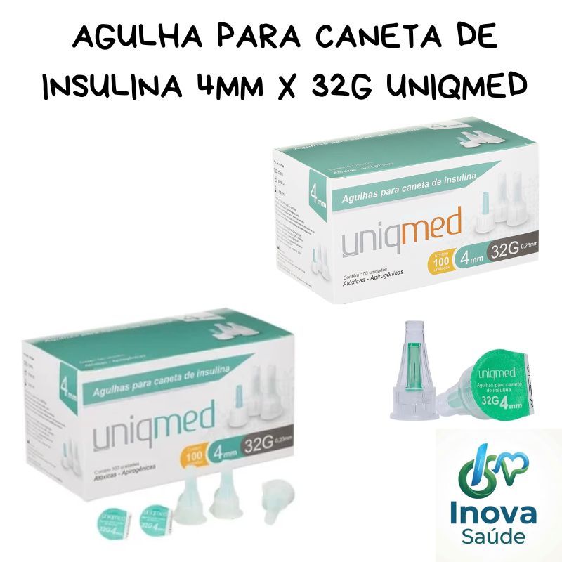 Agulha para Caneta de Insulina 4mm x 32g UniqMed