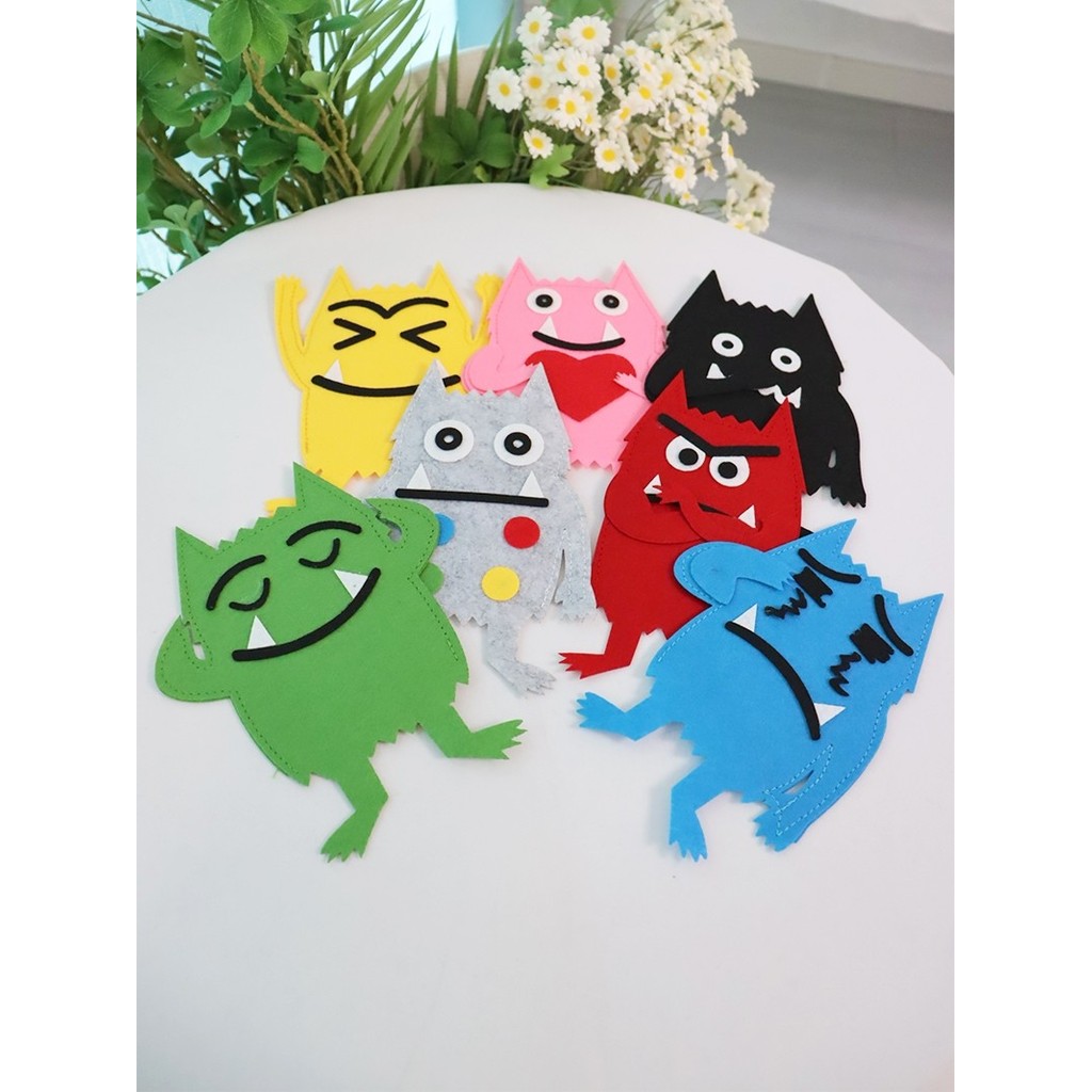 Meu monstro emocional mão fantoche livro de imagens auxiliares de ensino brinquedo de feltro humor cor sala de aula educ