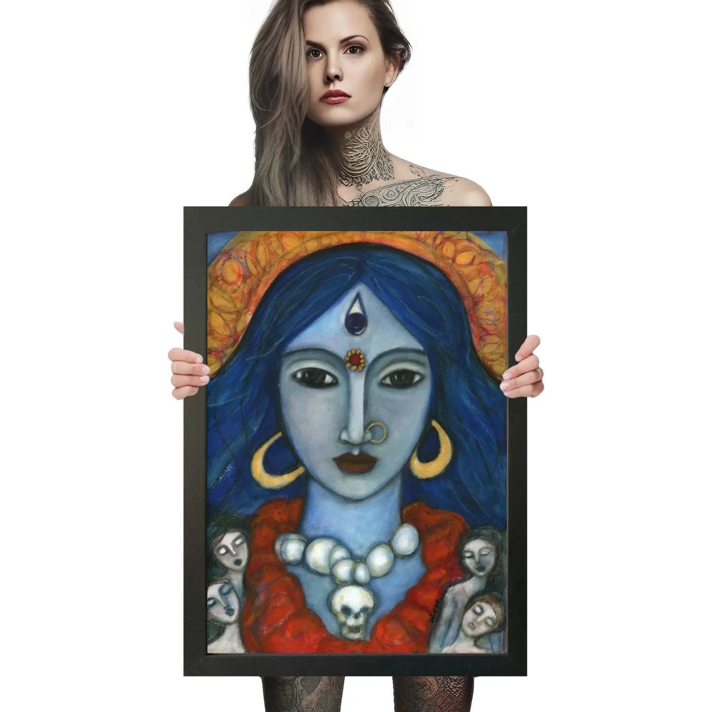 Quadro Poster Decorativo Emoldurado Deusa Kali Hinduísmo A2