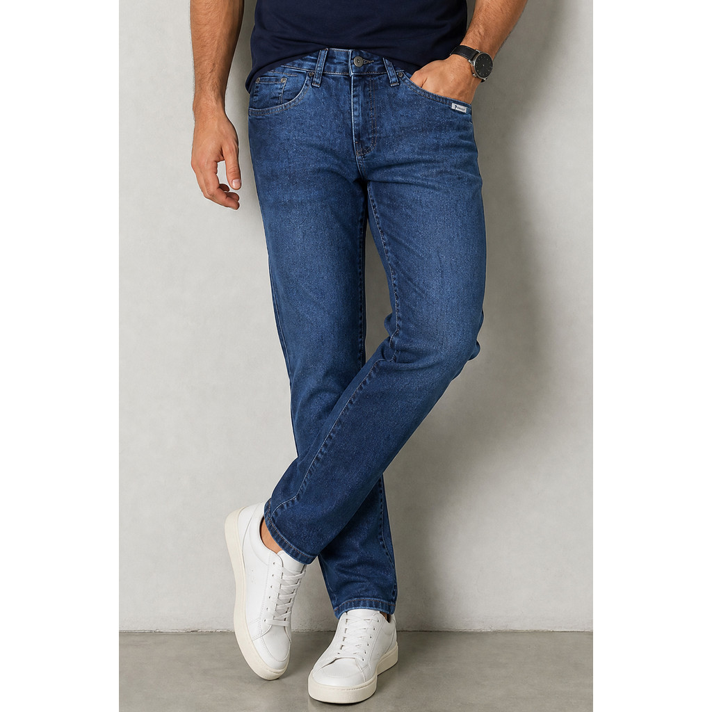 Calça Jeans Masculina Slim Stretch Polo Wear Jeans Escuro