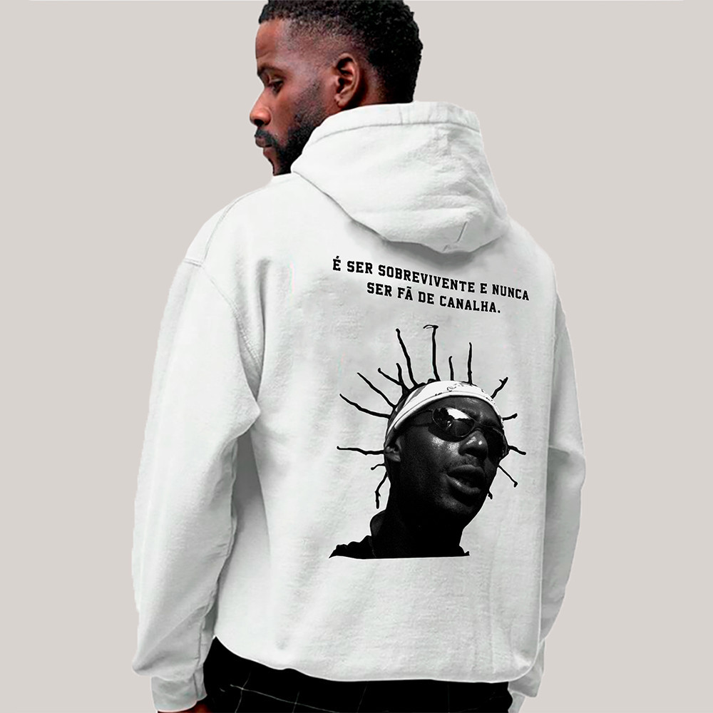 Blusa Moletom De Frio Sabotagem Rap Nacional Com Capuz e Bolso Oversized Larga Algodão Flanelada Top