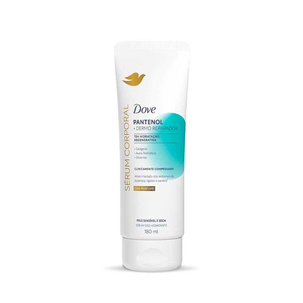 Dove Sérum Hidratante Corporal sem Perfume Pantenol Dermo Reparador Pele Sensível e Seca 180ml