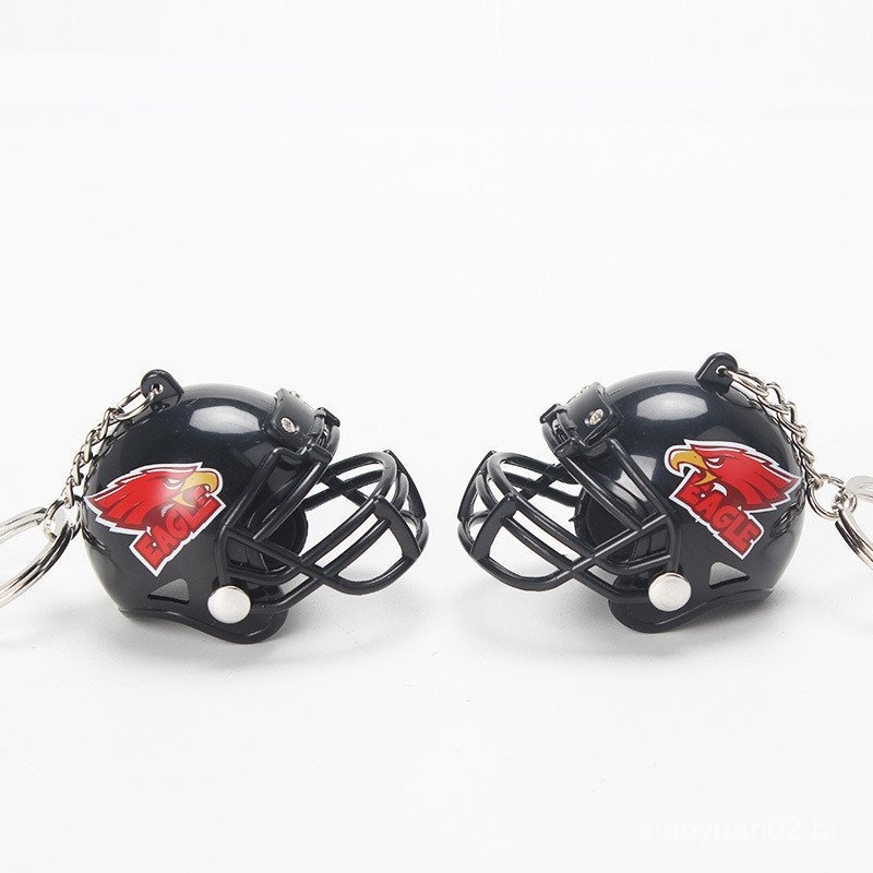 Pingente de futebol, ornamento de mini capacete estilo americano, chaveiro de capacete de futebol de plástico, pequeno p