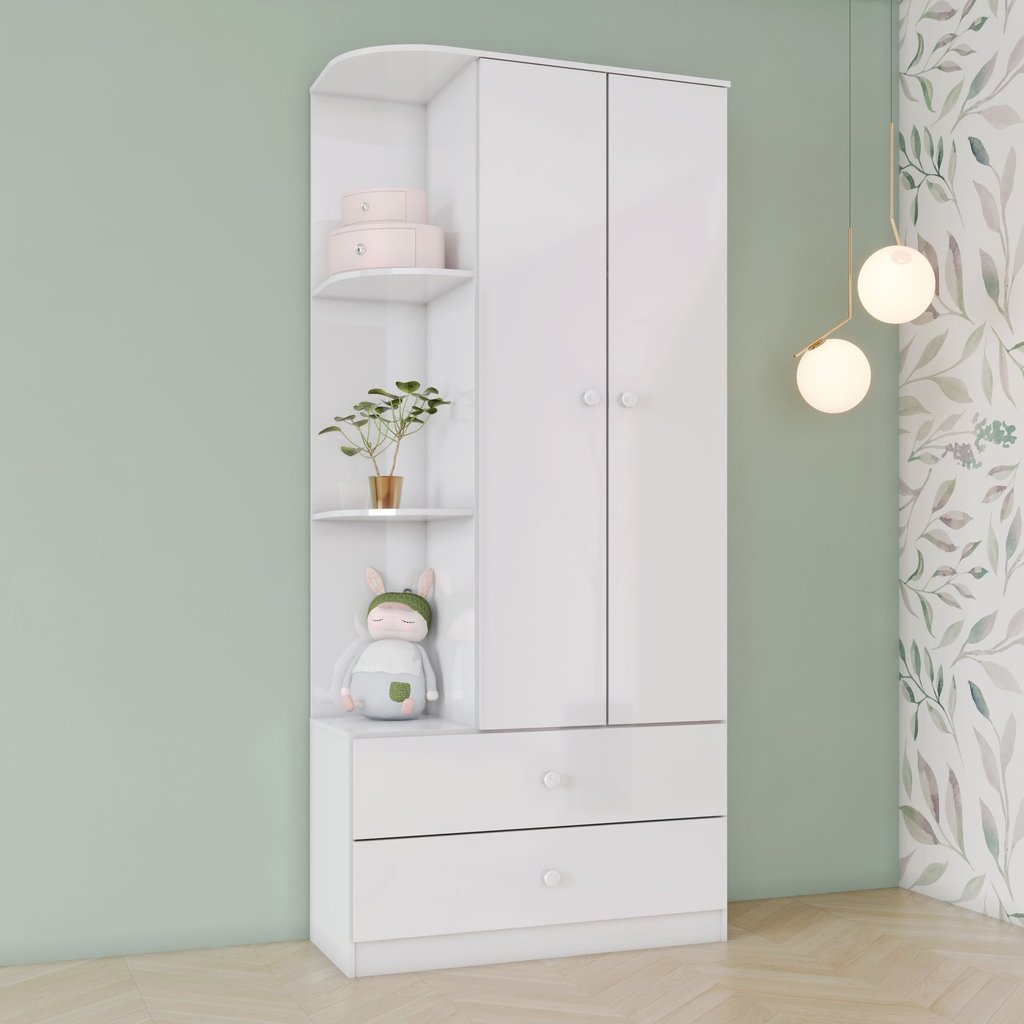 Guarda Roupa de Bebê 2 Portas 2 Gavetas Sonho Encantado Espresso Móveis Rústico/Branco