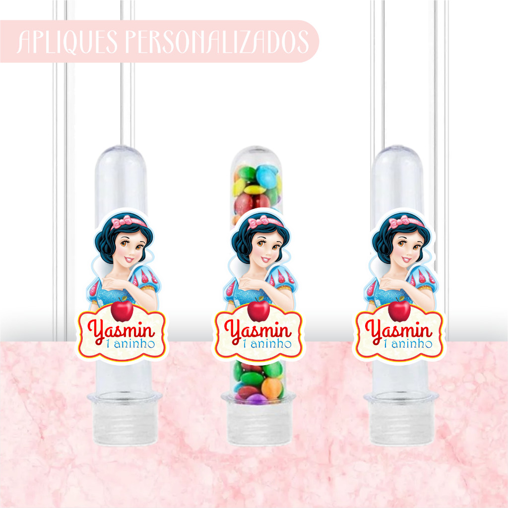 Apliques Personalizados para Tubetes Branca de Neve -Lembrancinhas-Festa-Aniversário-Papelaria