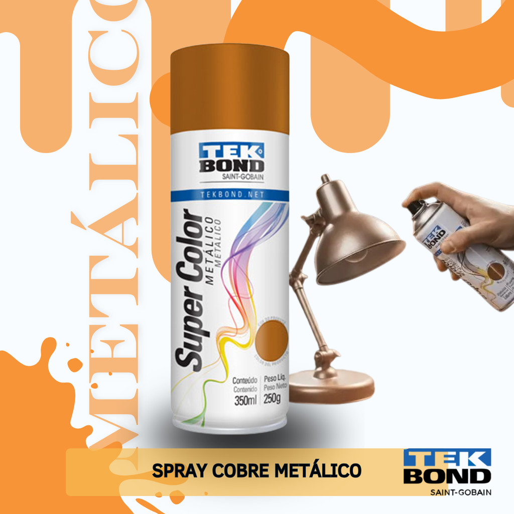 Imagem Tinta Spray Super Color Cobre Metalico Uso Geral 350ml TekBond
