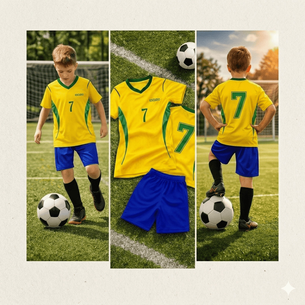 Uniforme Infantil Futebol Camisa Short Masculino Para Treino Leve
