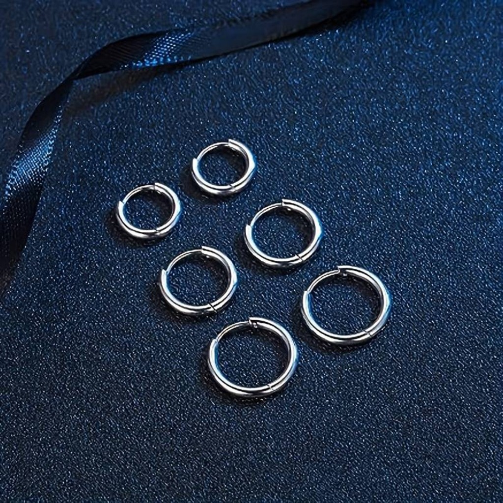 Coleção Trio de Brincos Argola kit 3 pares Aço inox Masculino Feminino