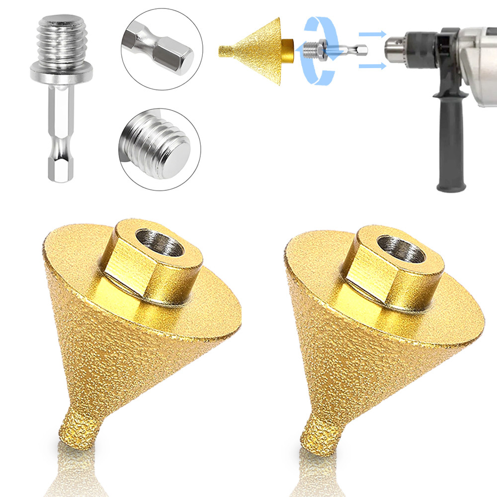 Kit 2 Peças Broca Cônica de Diamante Chanfro 50mm Rosca M14 para Telha