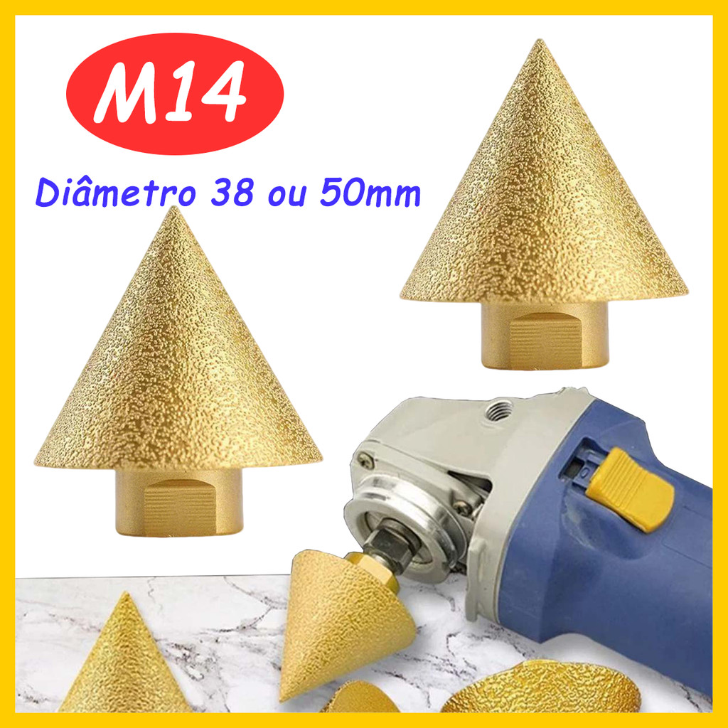 Broca fresadora diamantada dourada M14 resistente ao desgaste industrial com biela M14