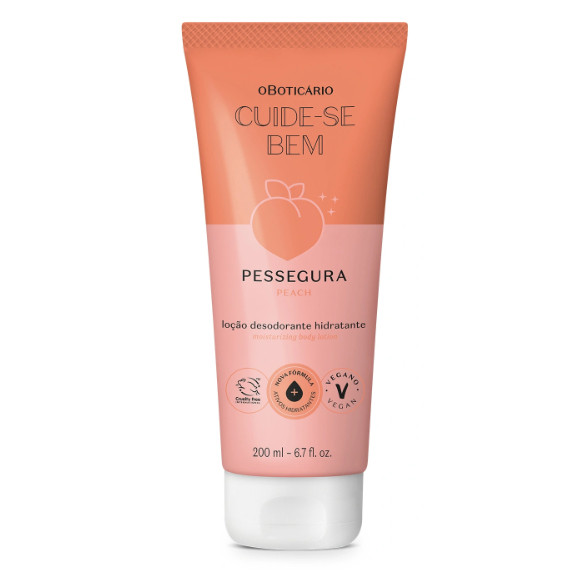 Boticário Loção Hidratante Desodorante Corporal Cuide-se Bem Pessegura 200ml