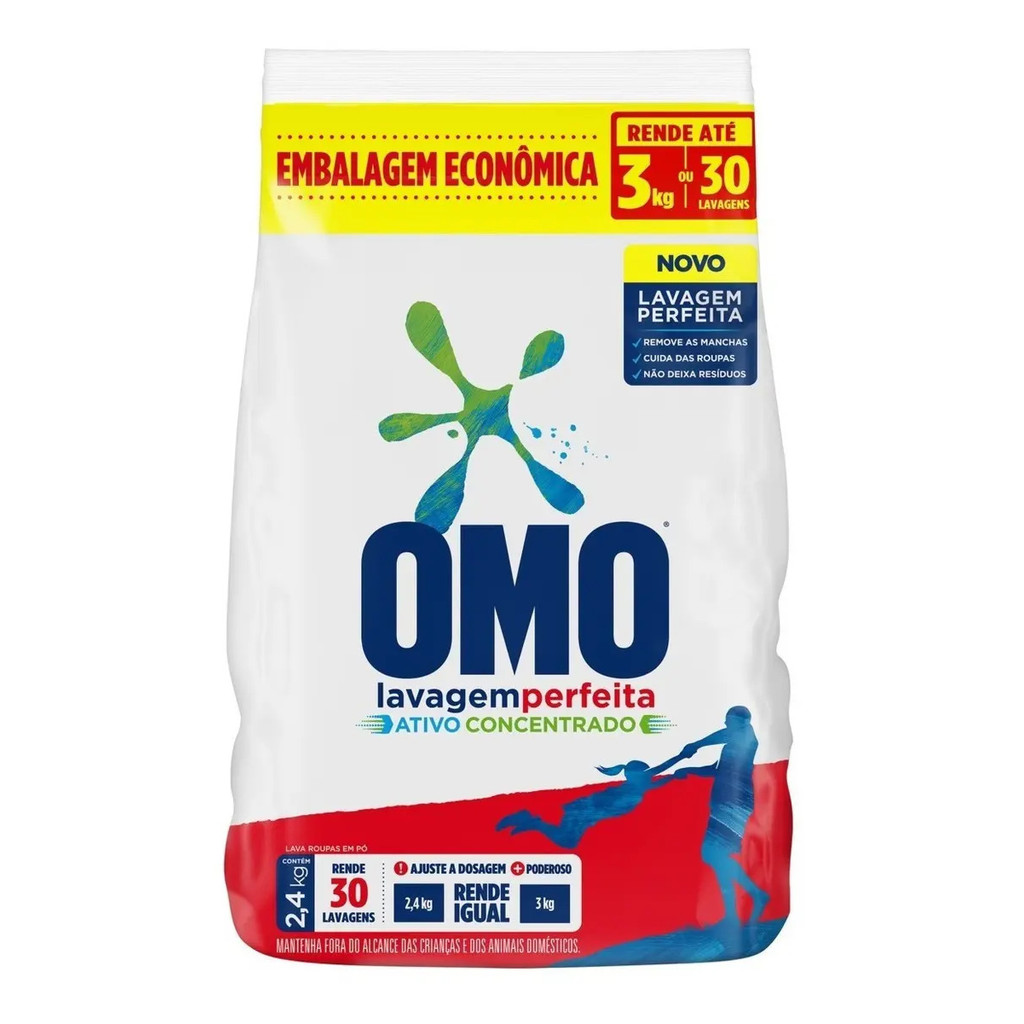 Omo Sabão Em Pó Lavagem Perfeita 2,4kg Pacote