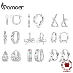 Brincos De Argola BAMOER Cor Prata Design Simples Joias Da Moda Presente Para Mulheres