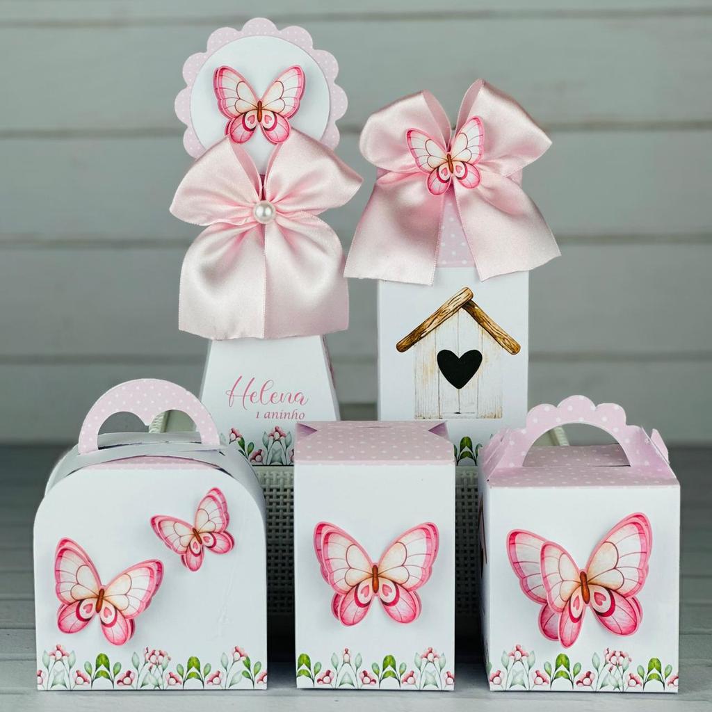 Kit Festa PEGUE E MONTE Jardim das Borboletas Casinha Personalizados Lembrancinhas Caixas Aniversário Caixinha Mimos