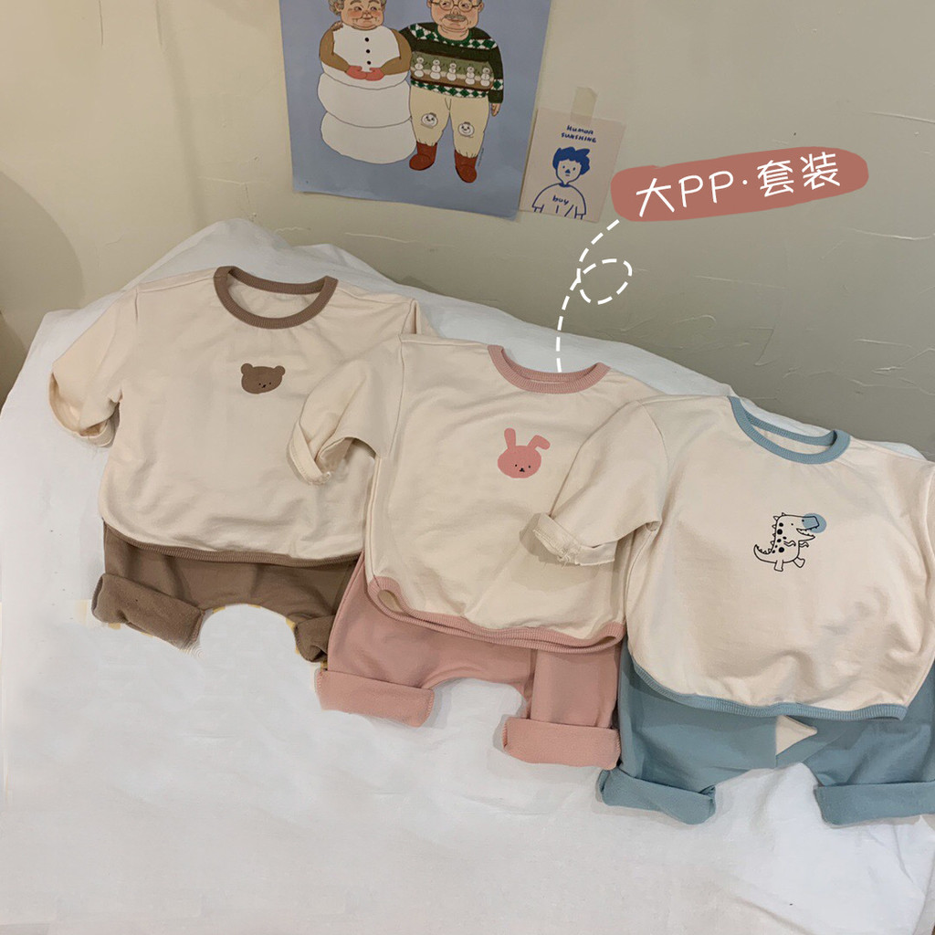 Infantil primavera outono manga comprida camiseta topo grande calças PP médio pequeno crianças masculino feminino bebê m