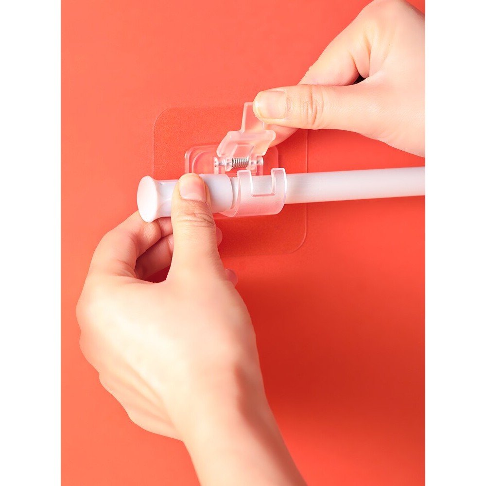 Estilo japonês pólo clipe de extremidade fixa transparente pegajoso haste titular prego-livre haste suporte cortina de c